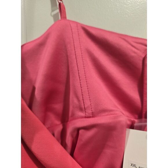 Bardot Annabelle Bow Plunge Neck Mini Dress Candy Pink Size 12 XXL MSRP $169 NWT - Picture 13 of 16